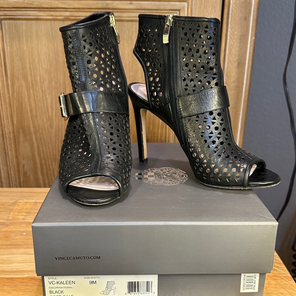 Vince Camuto Black Cutout Ankle Booties